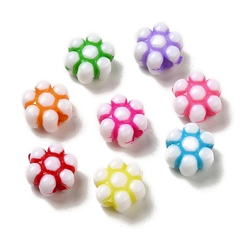 Opaque Acrylic Beads, Craft Style, Flower, Mixed Color, 12x7mm, Hole: 3mm, 1086pcs/500g