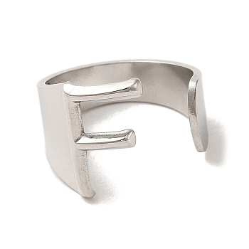 201 Stainless Steel Finger Rings, Letter F, Inner Diameter: 18mm