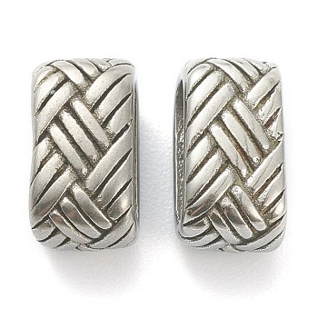 304 Stainless Steel Linking Rings, Oval with Weave Pattern, Antique Silver, 12x6x6.5mm, Inner Diameter: 9x3.5mm