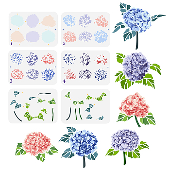 6Pcs 6 Styles PET Hollow Out Drawing Painting Stencils, for DIY Scrapbook, Photo Album, Universe Pattern, Other Plants, 297x210mm, 1pc/style