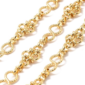 Rack Plating Brass Infinity & Chinese Knot Link Chains, Long-Lasting Plated, Unwelded, with Spool, Cadmium Free & Nickel Free & Lead Free, Real 18K Gold Plated, Link: 13.5x7x3.5mm, 16.5x11.5x4mm, 9x4x3.5mm
