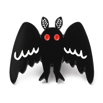 Halloween Bat Enamel Pin, Electrophoresis Black Plated Alloy Animal Badge for Backpack Clothes, Electrophoresis Black, 24.5x30x1.5mm