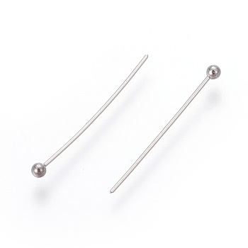 304 Stainless Steel Ball Head Pins, Stainless Steel Color, 19x0.5mm, 24 Gauge, Head: 1.7mm