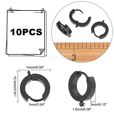 10Pcs 304 Stainless Steel Huggie Hoop Earrings Findings(STAS-UN0034-56)-4