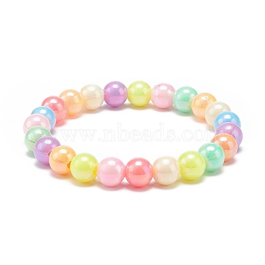 7Pcs 7 Color Candy Color Acrylic Round Beaded Stretch Bracelets Set(BJEW-JB08928)-3