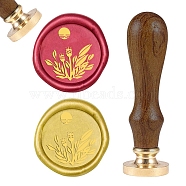 DIY Wood Wax Seal Stamp, Flower Pattern, 83x22mm, Head: 7.5mm, Stamps: 25x14.5mm(AJEW-WH0131-214)