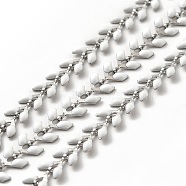 304 Stainless Steel Cobs Chains, with Enamel, Soldered, with Spool, White, 6x1.5~2mm(CHS-C004-01A-P)