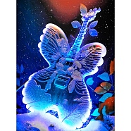 Fancy Butterfly Guitar Patttern DIY Diamond Painting Kits for Music Lover, Including Resin Rhinestone Bag, Diamond Sticky Pen, Tray Plate and Glue Clay, Blue, 400x300mm(PW-WG51276-01)