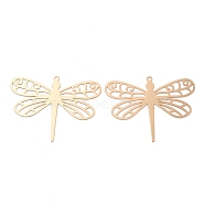 Long-Lasting Plated Brass Filigree Pendants, Dragonfly Charm, Light Gold, 27x35x0.3mm, Hole: 1.2mm(KK-K336-34KCG)