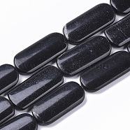 Natural Black Stone Beads Strands, Oval, 39~40x18x6mm, Hole: 1.5mm, about 10pcs/strand, 15.75 inch(40 cm)(X-G-S364-025)