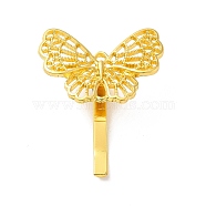 Alloy Hair Findings, Pony Hook, Ponytail Decoration Accessories, Butterfly, Real 18K Gold Plated, 38x34x12mm(OHAR-B003-08G)