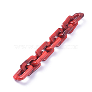 Handmade Acrylic Cable Chains, Imitation Gemstone, Rectangle, Red, 30x20x5mm, about 39.37 inch(1m)/strand(AJEW-JB00531-03)