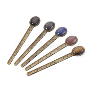 Tibetan Style Alloy Ruler/Bookmarks, with Natural Mixed Gemstone Beads, Antique Bronze, 133x22.5x7.5mm(AJEW-JK00147-M)