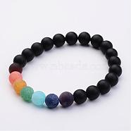 Natural Black Agate(Dyed) & Gemstone Beads Stretch Bracelets, 2 inch(50mm)(BJEW-JB02510-01)