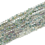 Electroplate Glass Beads Strands, Faceted, Rondelle, Colorful, 2.5x1.5mm, Hole: 0.8mm, about 160~165pcs/strand, 13.78 inch~14.17 inch(35~36cm)(X-EGLA-Q112-D03)