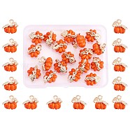 30 Pieces Thanksgiving Pumpkin Charms Pendant Fall Theme Charm 3D Orange Pumpkin Charms for Jewelry Necklace Bracelet Earring Making Crafts, Orange, 12x12mm, Hole: 1.5mm(JX295A)