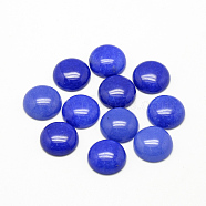 Natural White Jade Cabochons, Dyed, Half Round/Dome, Royal Blue, 12x5mm(G-R416-12mm-03)