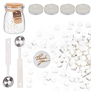CRASPIRE Sealing Wax Particles Kits for Retro Seal Stamp, with Stainless Steel Spoon, Candle, Glass Jar, WhiteSmoke, 7.3x8.6x5mm, about 110~120pcs/bag, 2 bags(DIY-CP0003-60N)