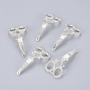 Alloy Rhinestone Links connectors, Grade A, Scissors, Silver Color Plated, 46x22.5x3mm, Hole: 2mm(RB-C1578-01S)