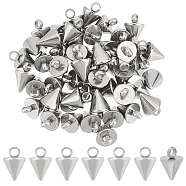 304 Stainless Steel Pendants, Spike/Cone, Stainless Steel Color, 8.5x6mm, Hole: 2mm, 50pcs/box(STAS-UN0047-23A)