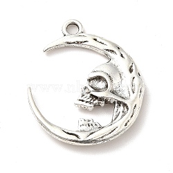 Alloy Pendant, Moon, Antique Silver, 27x23.5x4mm, Hole: 2.3mm(FIND-C014-01AS)