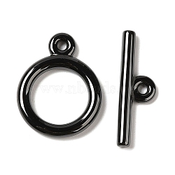 Bioceramics Zirconia Ceramic Toggle Clasps, No Fading and Hypoallergenic, Nickle Free, Ring, Black, Ring: 22.5x17.5x3mm, Bar: 25x7.5x3mm, Hole: 1.8mm(PORC-C002-19A-01)