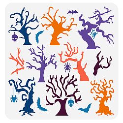 PET Hollow Out Drawing Painting Stencils, for DIY Scrapbook, Photo Album, Tree Pattern, 30x30cm(DIY-WH0391-0447)