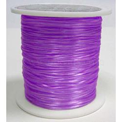 Flat Elastic Crystal String, Elastic Beading Thread, for Stretch Bracelet Making, Dyed, Purple, 0.8mm, about 65.61 yards(60m)/roll(X-EW010-1)
