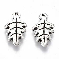 Tibetan Style Alloy Charms, for Christmas, Cadmium Free & Lead Free, Holly Leaf, Antique Silver, 15x9x2mm, Hole: 1.2mm, about 1300pcs/1000g(TIBE-N006-34AS-LF)