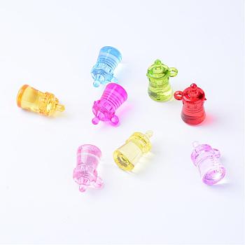 Transparent Acrylic Pendants, Feeding-bottle, Mixed Color, 33x20.5x16.5mm, Hole: 3mm, about 100pcs/500g