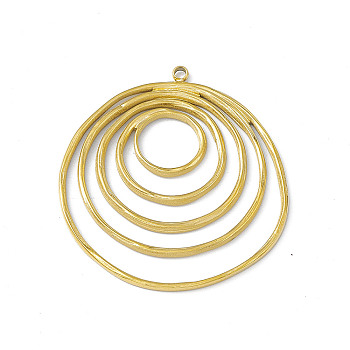 Ion Plating(IP) 304 Stainless Steel Pendants, Multi Rings Charms, Real 14K Gold Plated, 35x31x1.2mm, Hole: 1.4mm