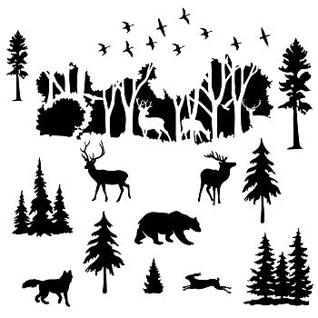 PVC Wall Stickers, for Home Living Room Bedroom Wall Decoration, Black, Animal Pattern, 350x900mm