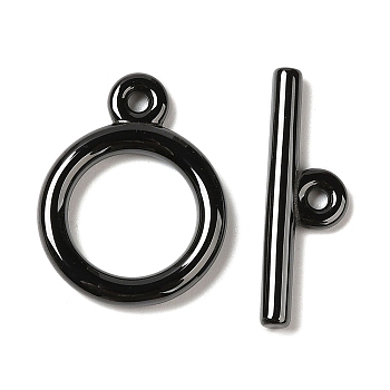 Bioceramics Zirconia Ceramic Toggle Clasps, No Fading and Hypoallergenic, Nickle Free, Ring, Black, Ring: 22.5x17.5x3mm, Bar: 25x7.5x3mm, Hole: 1.8mm