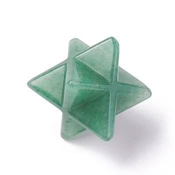 Natural Green Aventurine Beads, No Hole/Undrilled, Merkaba Star, 28x23.5x17mm