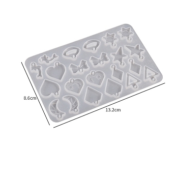 Pendant DIY Silicone Molds, Resin Casting Molds, for UV Resin & Epoxy Resin Craft Making, Bowknot/Star/Dolphin, 132x86x3mm