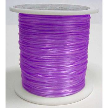 Flat Elastic Crystal String, Elastic Beading Thread, for Stretch Bracelet Making, Dyed, Purple, 0.8mm, about 65.61 yards(60m)/roll