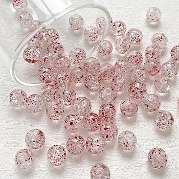 Handmade Transparent Lampwork Beads, Round, Red, 10mm, Hole: 1mm, 10pcs/set