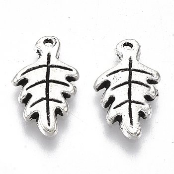 Tibetan Style Alloy Charms, for Christmas, Cadmium Free & Lead Free, Holly Leaf, Antique Silver, 15x9x2mm, Hole: 1.2mm, about 1300pcs/1000g