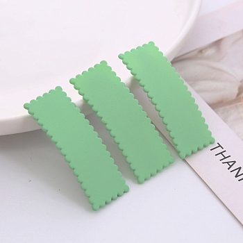 Frosted Plastic Snap Hair Clips, with Metal Clip, for Women and Girls, Waved Rectangle, Medium Sea Green, 55x20mm