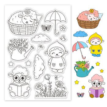 PVC Plastic Stamps, for DIY Scrapbooking, Photo Album Decorative, Cards Making, Stamp Sheets, Goat Pattern, 16x11x0.3cm