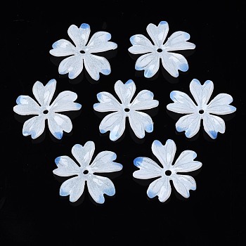 Plastic Beads, Flower, Royal Blue, 19~21x20~22x3mm, Hole: 1.2mm