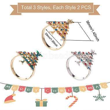 Mega Pet 6Pcs 3 Style Christmas Tree Alloy Napkin Rings(AJEW-MP0001-32)-3