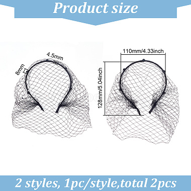 2Pcs 2 Styles Bridal Pearl Mesh Veil Cloth Hair Bands(MRMJ-FG0001-16B)-2
