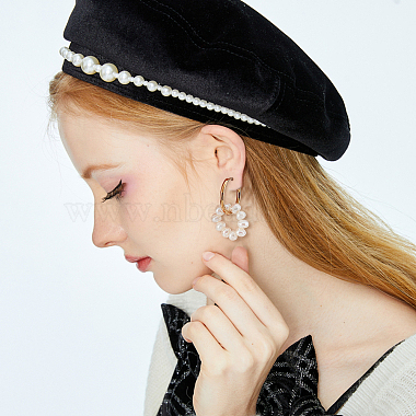 2 Pairs Natural Pearl Beaded Ring Dangle Hoop Earrings for Girl Women(EJEW-NB0001-06)-6