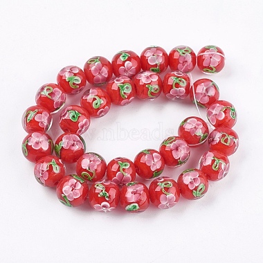 12mm Red Round Lampwork Beads
