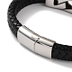 bracelets pour hommes en cordon de cuir pu noir tressé(BJEW-K243-22AS)-3