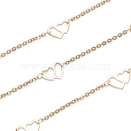 Ion Plating(IP) 304 Stainless Steel Heart to Heart Link Cable Chains, Soldered, with Spool, Golden, Link: 2.5x2x0.5mm, Heart: 13.5x9.5x0.6mm, about 16.4 Feet(5m)/roll(STAS-P254-12G)