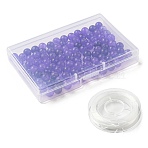 100Pcs Natural White Jade Beads, Round, Dyed, with Strong Stretchy Beading Elastic Thread, Flat Crystal Jewelry String for Jewelry Making, Dark Violet, 8mm, Hole: 1mm(DIY-SZ0004-58F)