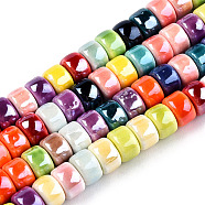 Handmade Porcelain Bead Strands, Bright Glazed Porcelain, Column, Mixed Color, 6.5x4.5mm, Hole: 1.6mm, about 65pcs/strand, 11.22 inch(28.5cm)(X-PORC-N007-22)