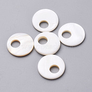 Natural Freshwater Shell Beads, Flat Round, Seashell Color, 20.5x3mm, Hole: 7mm(SHEL-T007-42)